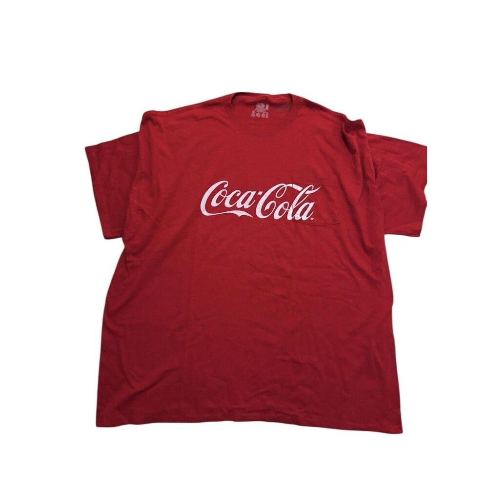 Coca-Cola Logo Red Graphic T-Shirt Men's Size L Classic Vintage Style Soda Tee
